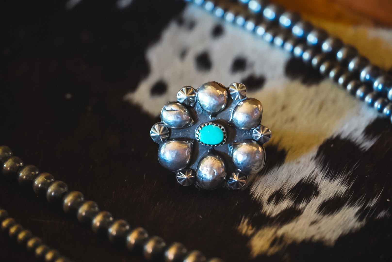 Heirloom Weight Handmade Sterling Silver Royston Turquoise Ring | Heavy Western Statement Ring | Size 7.25