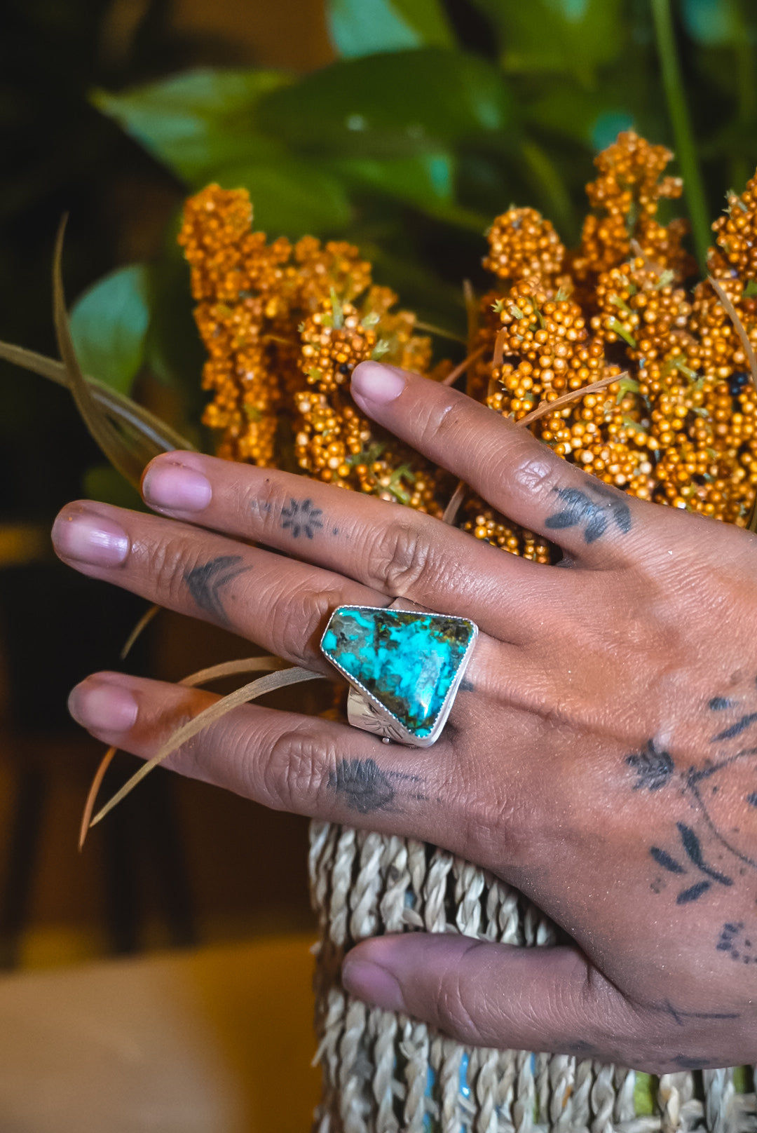 Heirloom Weight Handmade Sterling Silver Hubei Turquoise Ring | Wide-Band Western Statement Ring | Unisex Size 12.75