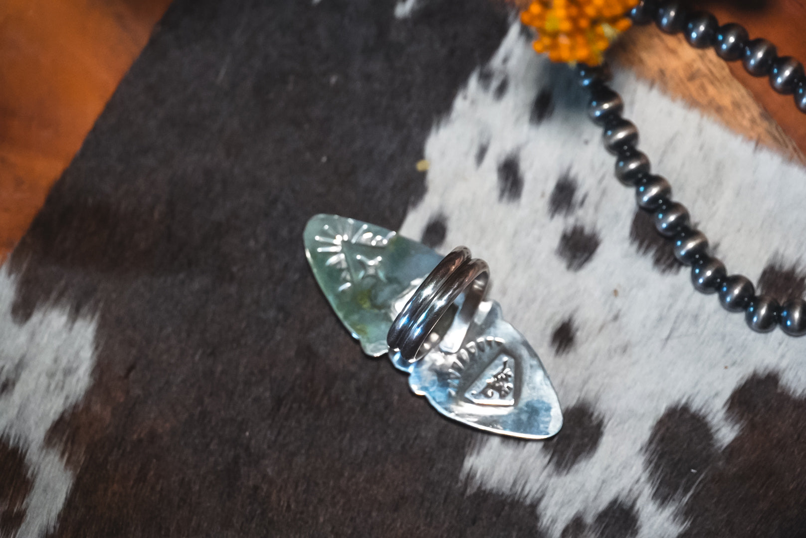 Heirloom Weight Handmade Sterling Silver Moonstone & Kingman Turquoise Ring | Western Statement Ring | Adjustable Size 5–8.5