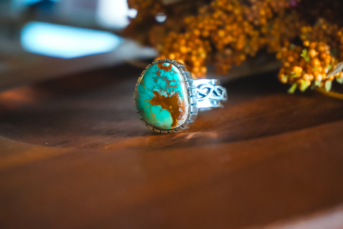 Size 11 | Heirloom Weight Handmade Sterling Silver Royston Turquoise Ring | Western Statement Ring
