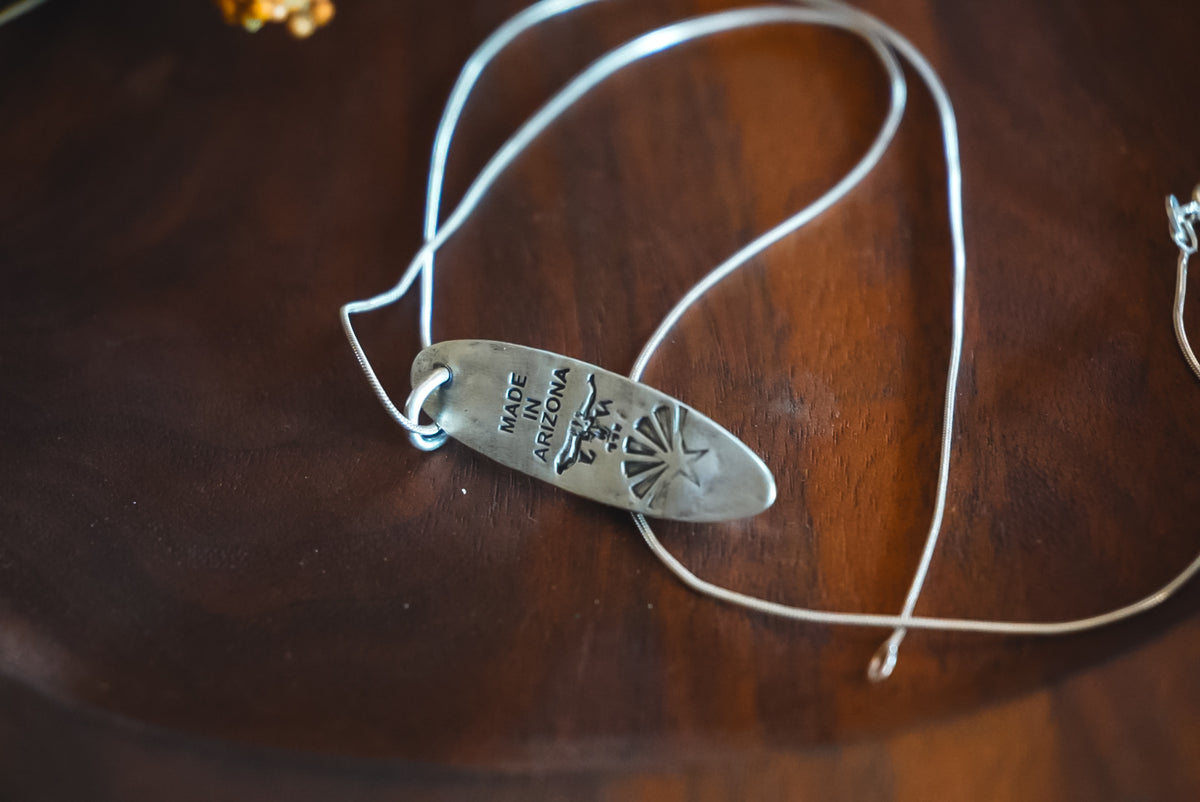 Heirloom Weight Handmade Sterling Silver Kingman Turquoise Necklace | 18" Snake Chain | Western Pendant Necklace