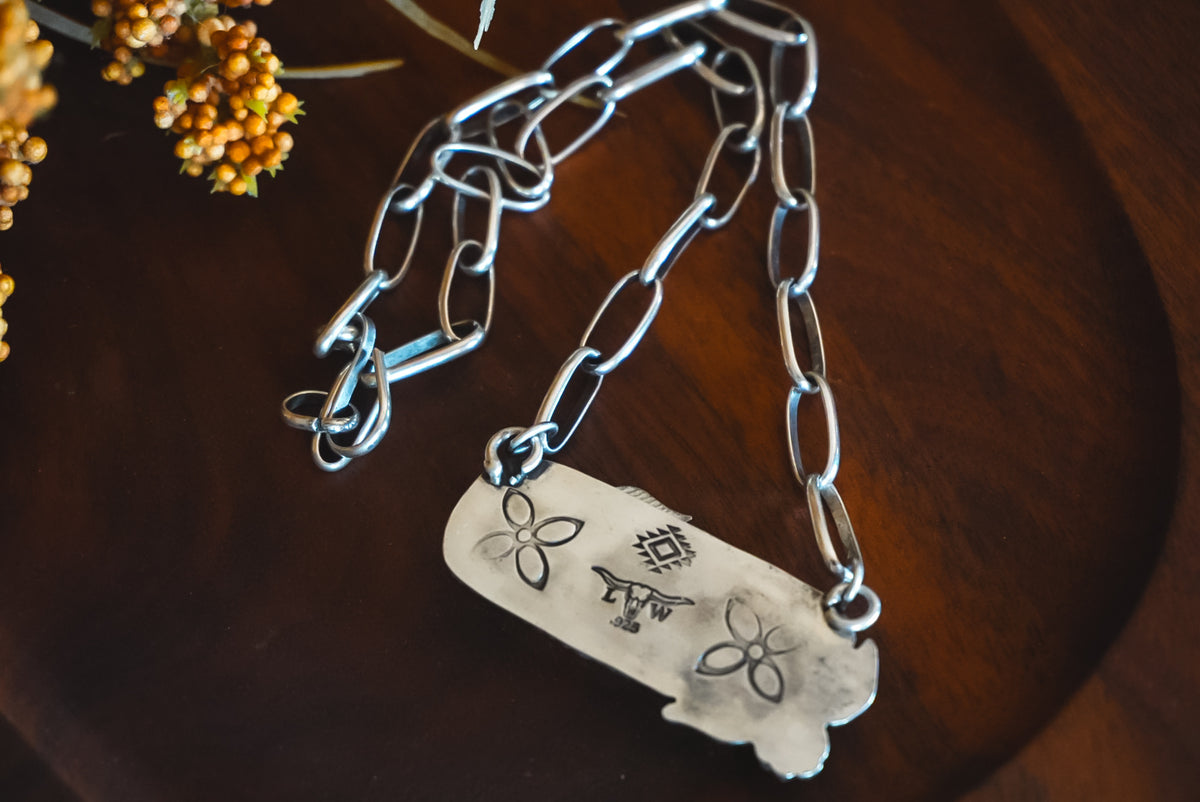 19" | Heirloom Weight Handmade Sterling Silver Josephinite Necklace | Handmade Chain | Floral Western Statement Necklace
