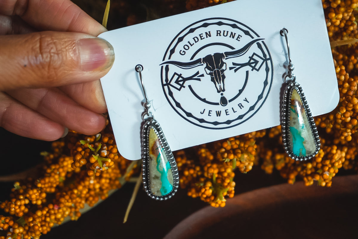 Handmade Sterling Silver Royston Turquoise Earrings | Western Statement Dangle Earrings