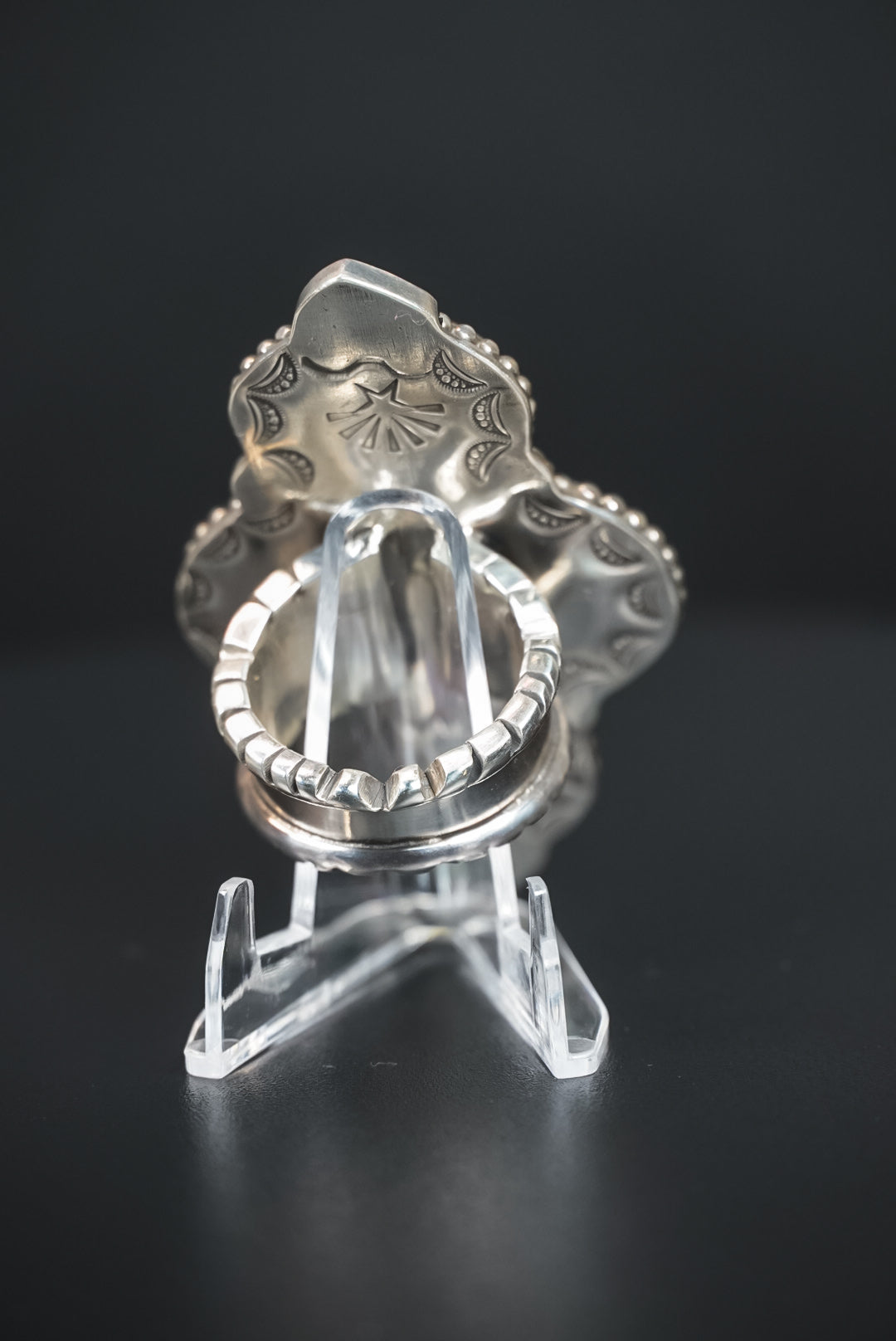 Size 8 | Heirloom Weight Handmade Sterling Silver Baltic Amber & Iron Maiden Turquoise Ring | Hand-Stamped Statement Western Ring