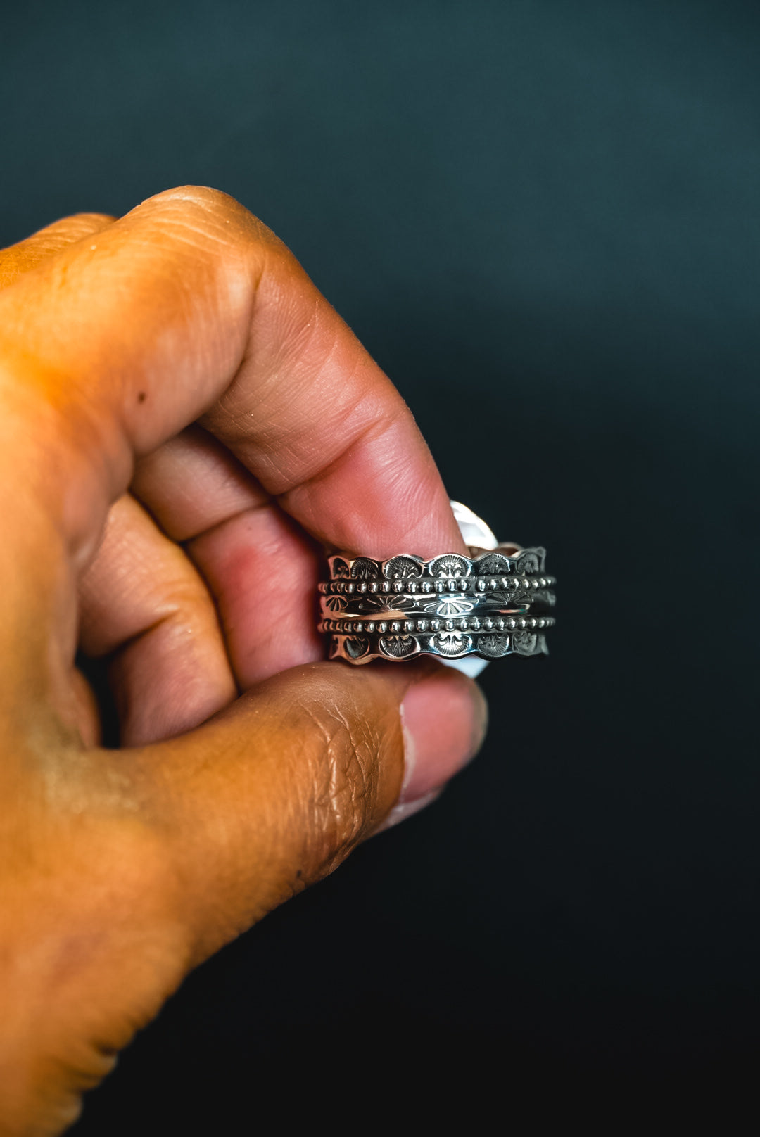 Size 8 | Heirloom Weight Handmade Sterling Silver Royston Turquoise Ring | Hand-Stamped Western Statement Ring