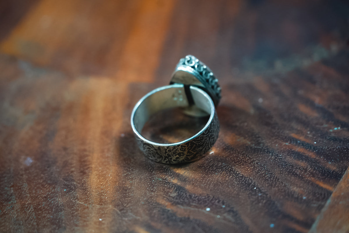 Size 7.5 | Personal "Destash" Collection | Sterling Silver Coral AB Crystal Ring | Western Statement Ring