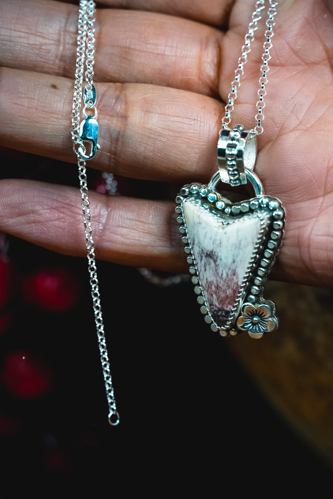 20" | Heirloom Weight Handmade Sterling Silver Red Buffalo Necklace | Western Arrow Statement Necklace