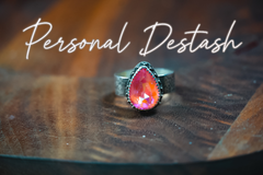 Size 7.5 | Personal "Destash" Collection | Sterling Silver Coral AB Crystal Ring | Western Statement Ring