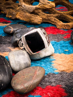 Black Onyx Sterling Silver Ring Size 11