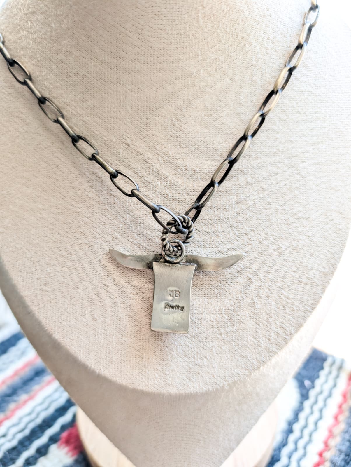 Navajo James Begay Sterling Silver Steer Necklace