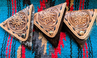 Blossom Tooled Leather & Cowhide Jewelry Pouch