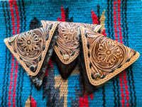 Blossom Tooled Leather & Cowhide Jewelry Pouch
