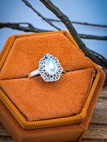 Dainty Sterling Silver Moonstone Ring size 6.75