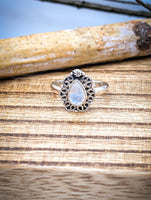 Dainty Sterling Silver Moonstone Ring size 6.75