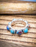 Beautiful Handmade Sterling Silver Pink Dahlia Eternity Band Size 6