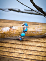 Beautiful Handmade Sterling Silver Pink Dahlia Eternity Band Size 6