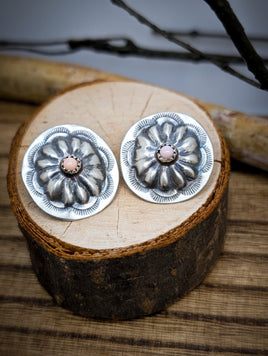 Navajo Sterling Silver Pink Conch Conchos by Joann Begay