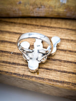 Artisan Made Kingman Turquoise and Coral Cactus Ring & Pendant Set