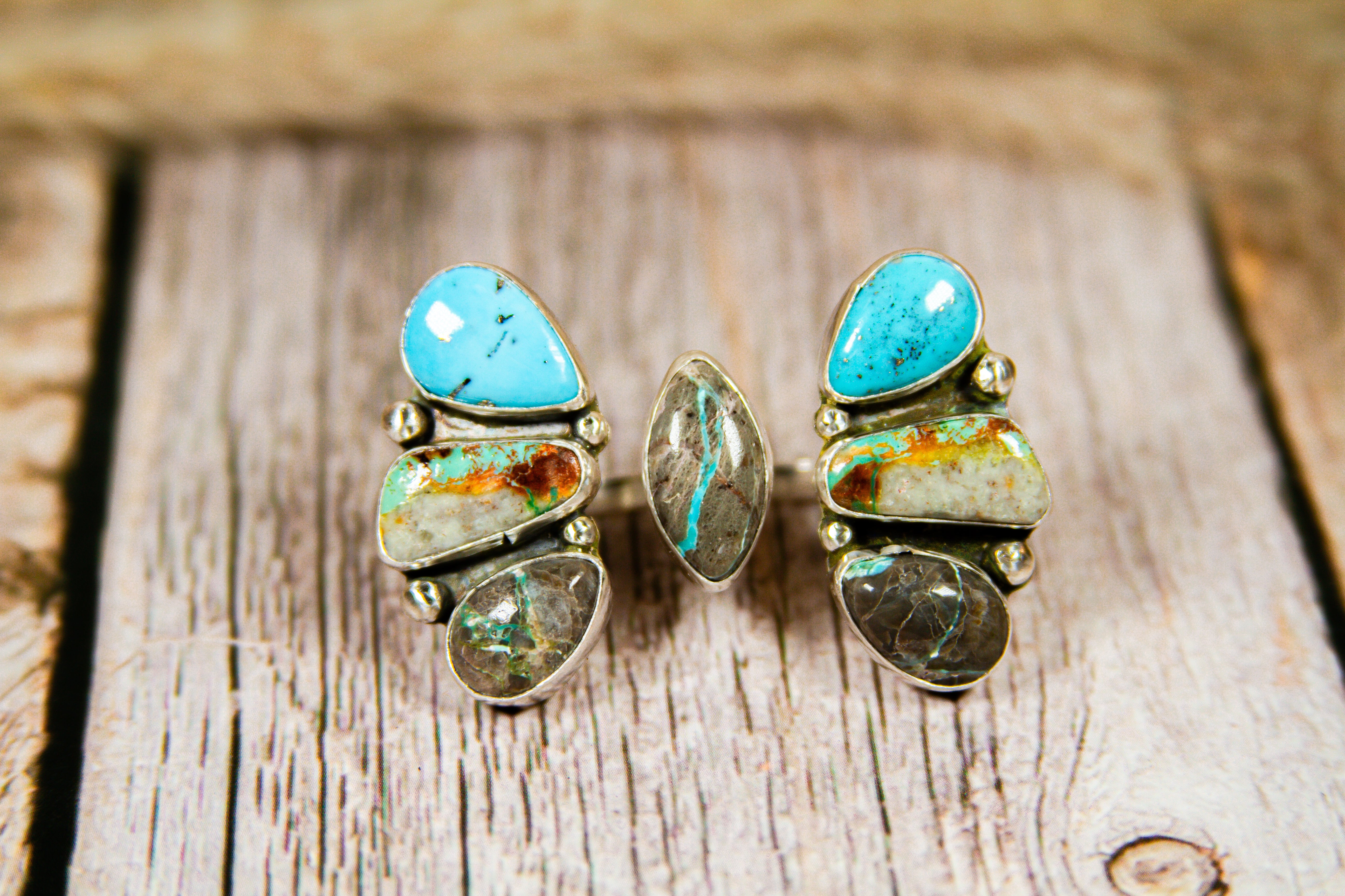 Handmade Sterling Silver Knuckle Ring Turquoise Size 8/8.5 - Adjustable