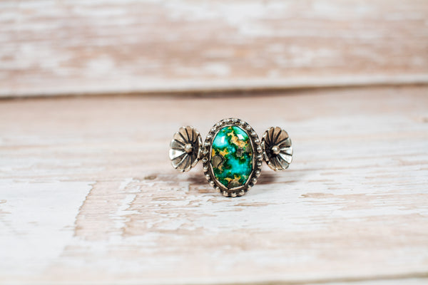 Handmade Royston Turquoise Sterling Silver Ring Size 9