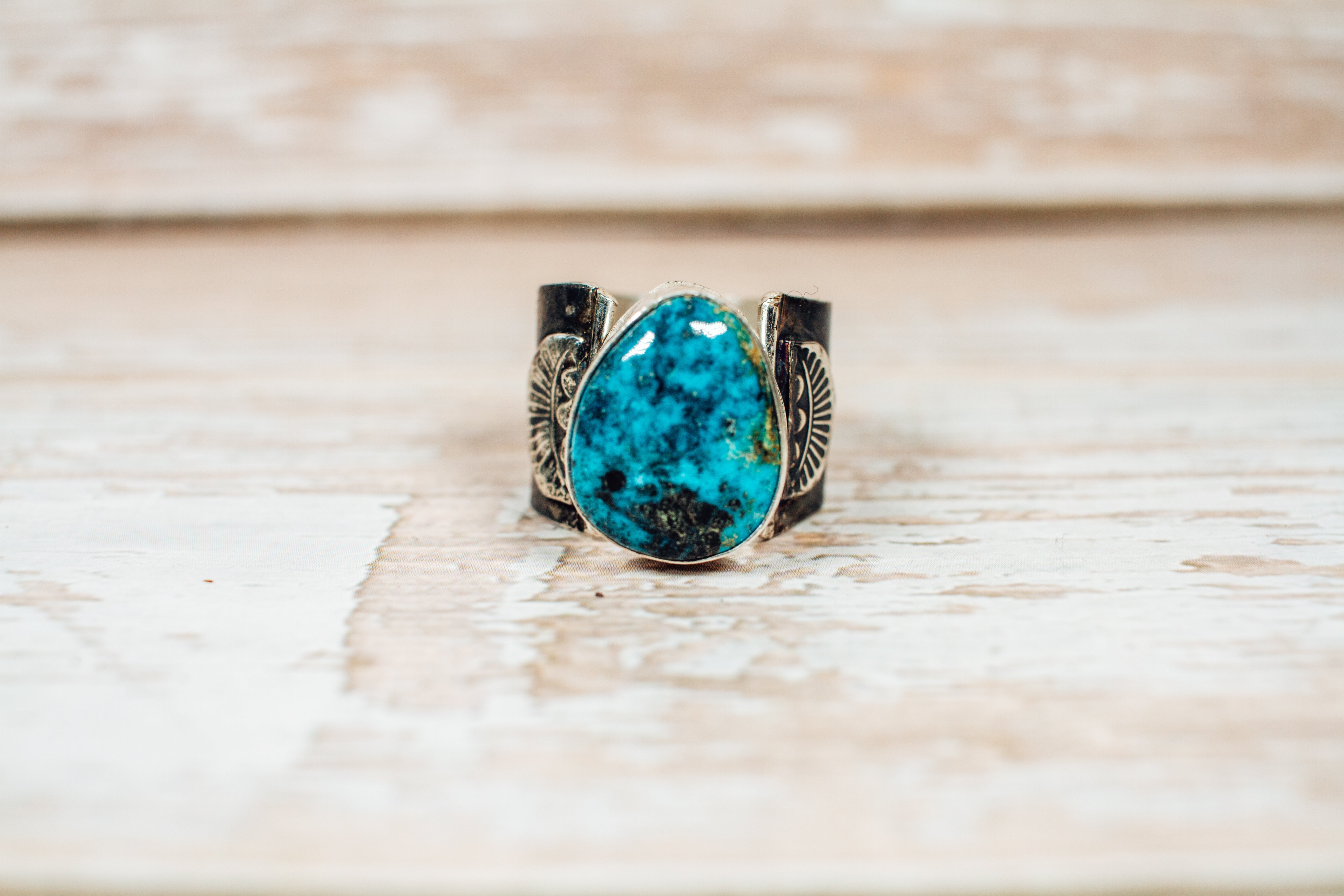 Handmade Sterling Silver Blue Moon Turquoise Ring size 6.50