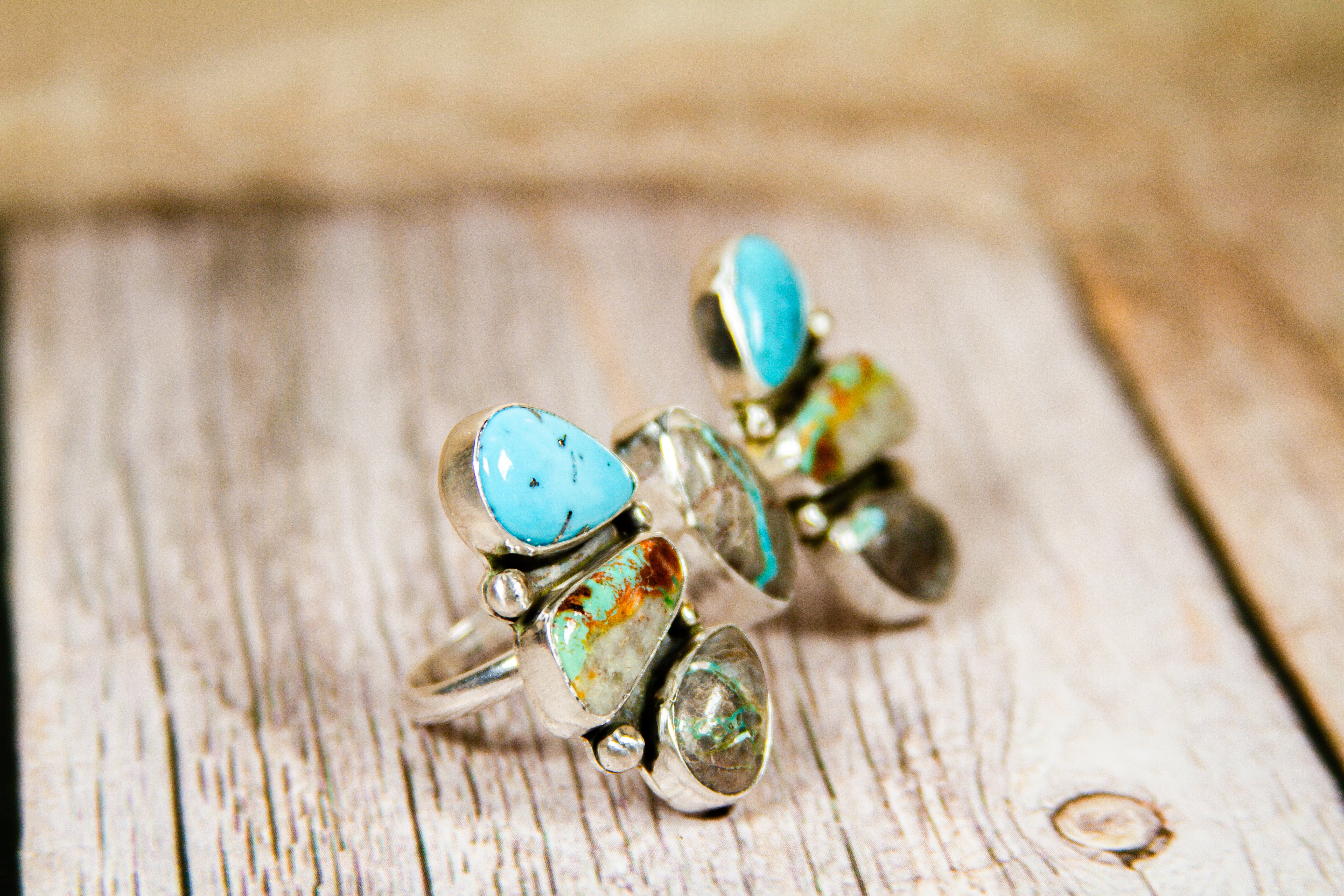 Handmade Sterling Silver Knuckle Ring Turquoise Size 8/8.5 - Adjustable