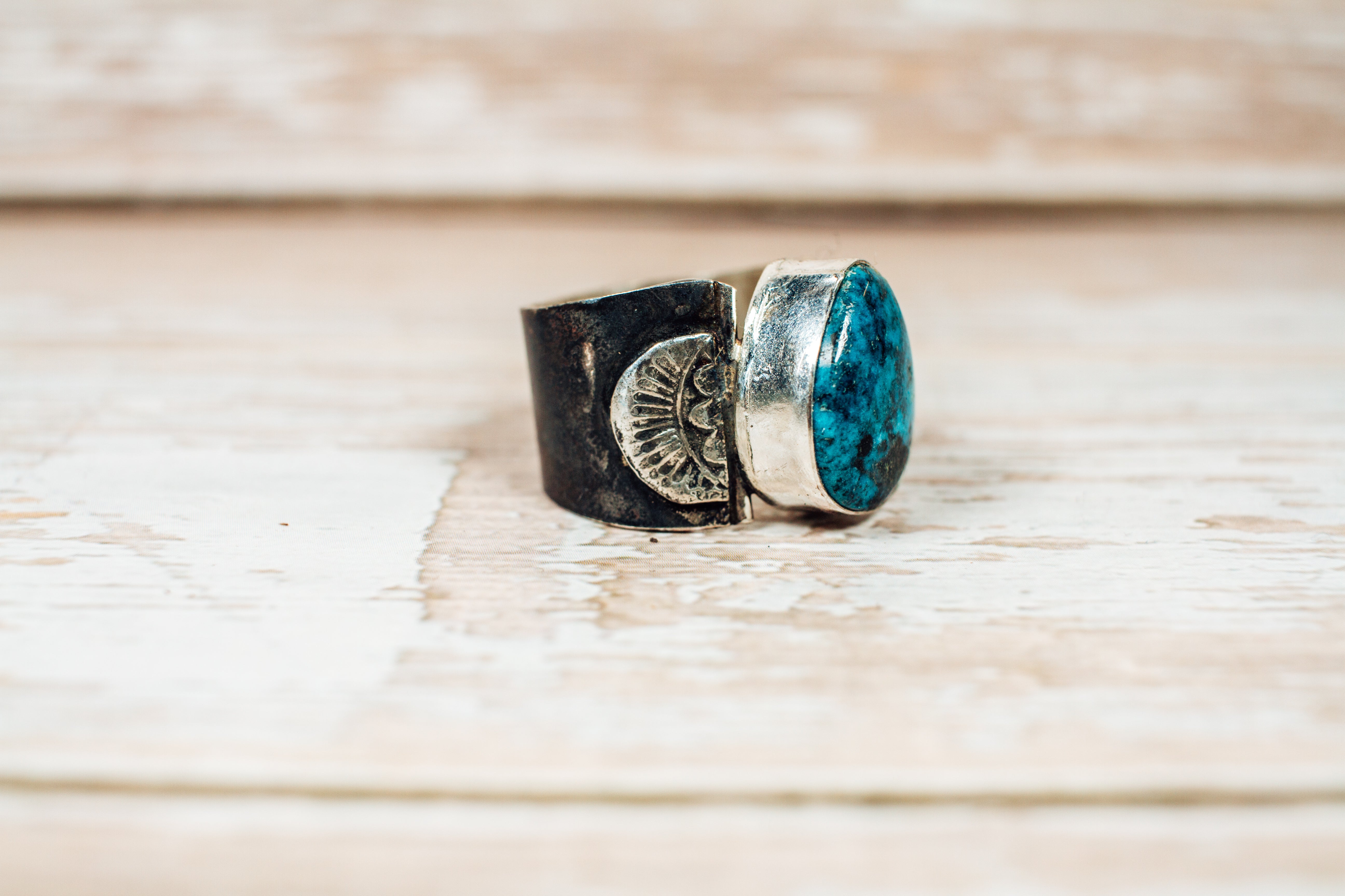 Handmade Sterling Silver Blue Moon Turquoise Ring size 6.50