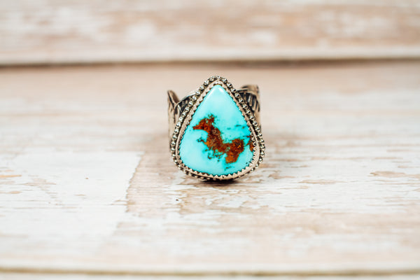 Handmade One-of-a-kind Royston Turquoise Sterling Silver Ring — design test piece size 8