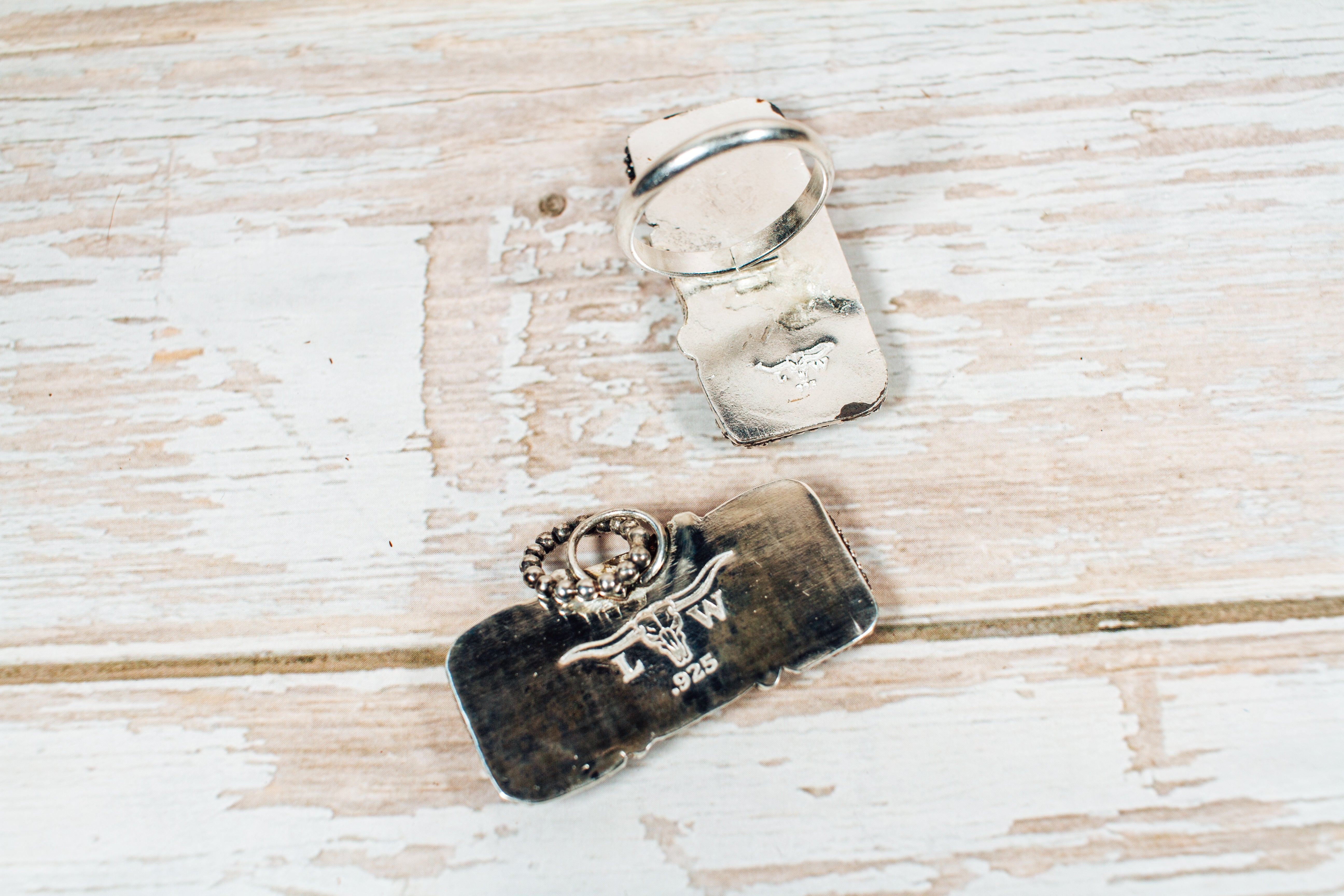 Handmade Sterling Silver Morenci Turquoise Pendant and Adjustable Ring Set
