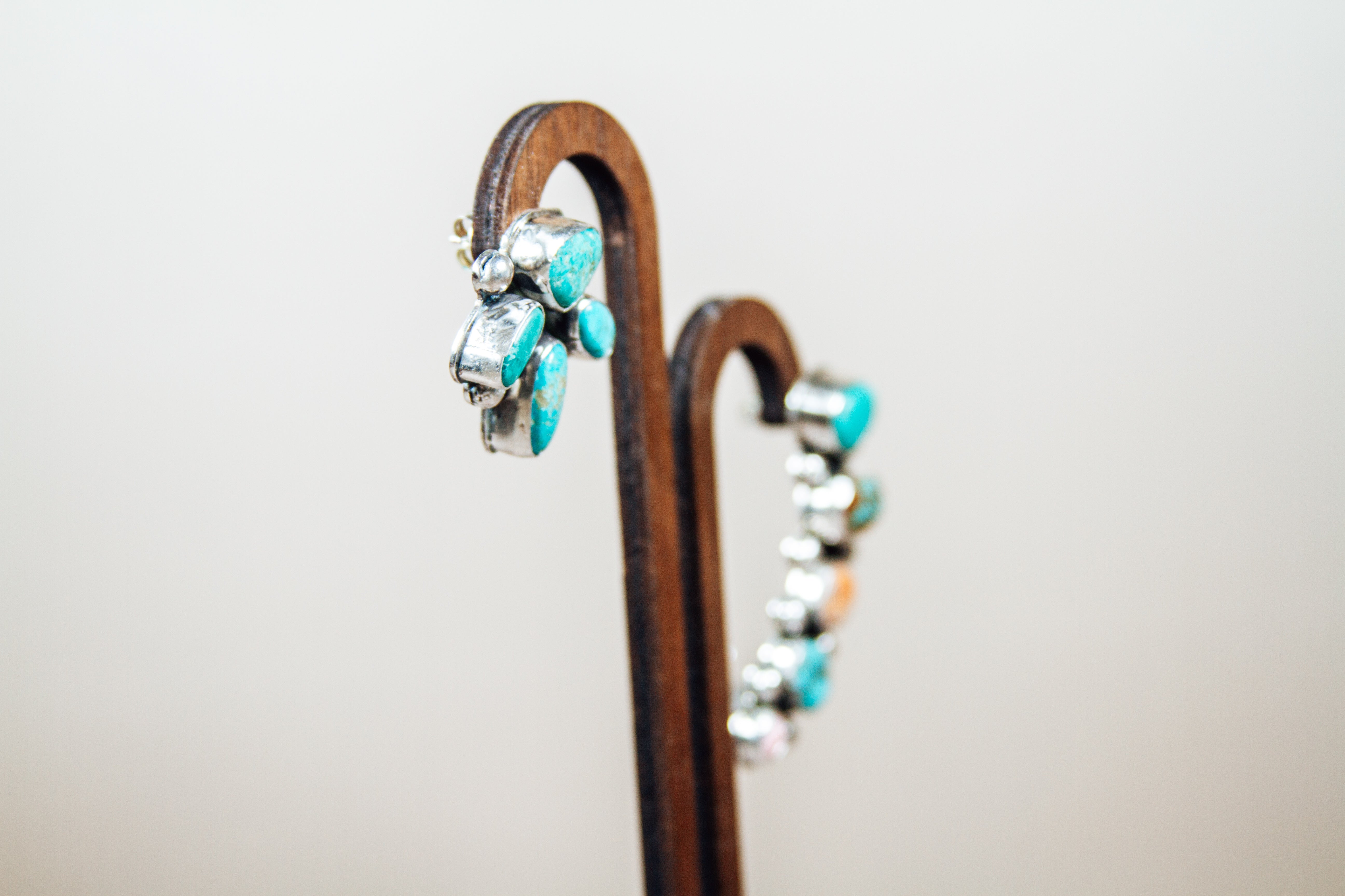 Handmade Cuff and Stud Earrings Hubei Turquoise, Royston, Jasper, Pink Conch