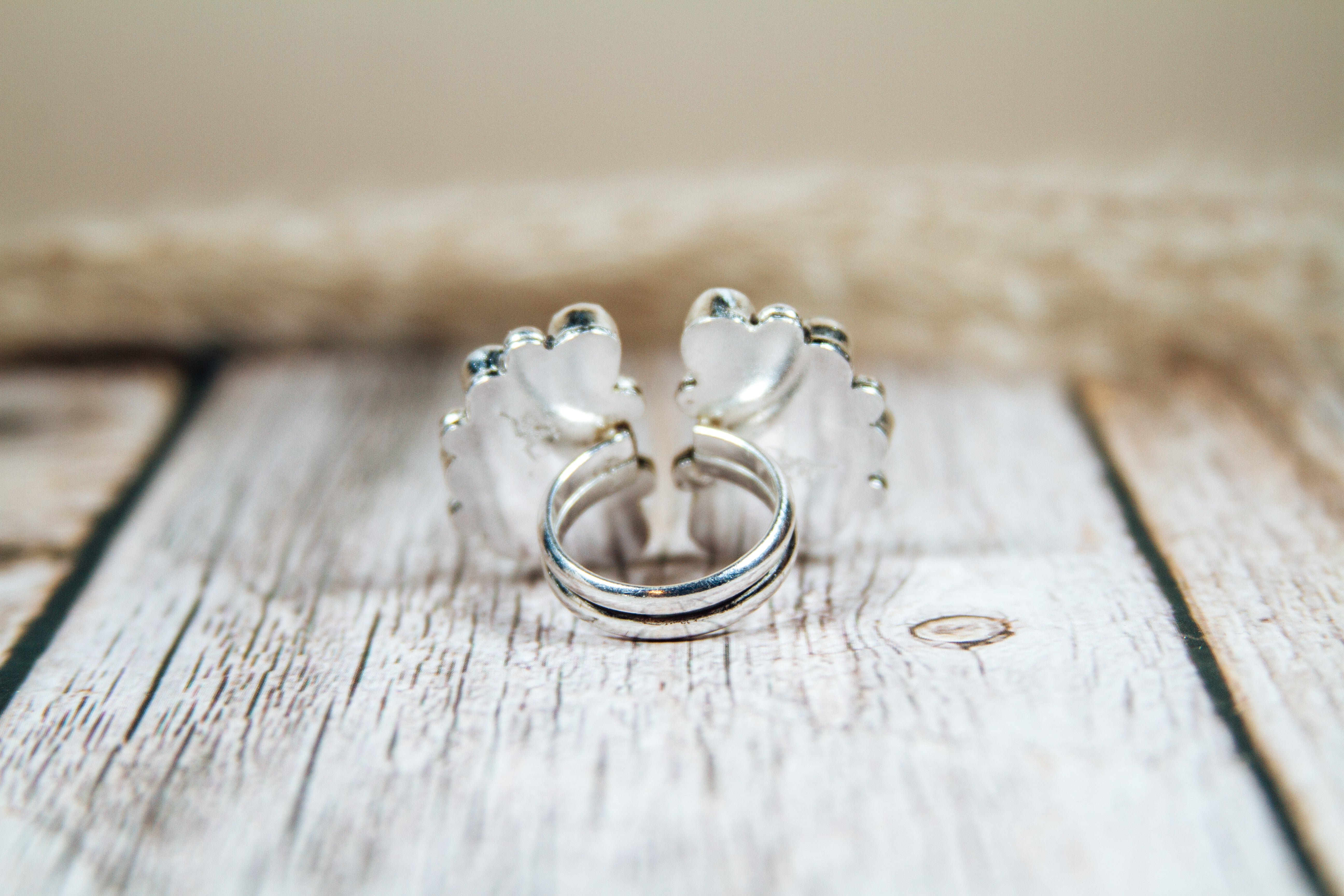 Handmade Sterling Silver Twin Bloom Kingman Turquoise Ring | Adjustable Size 8–12
