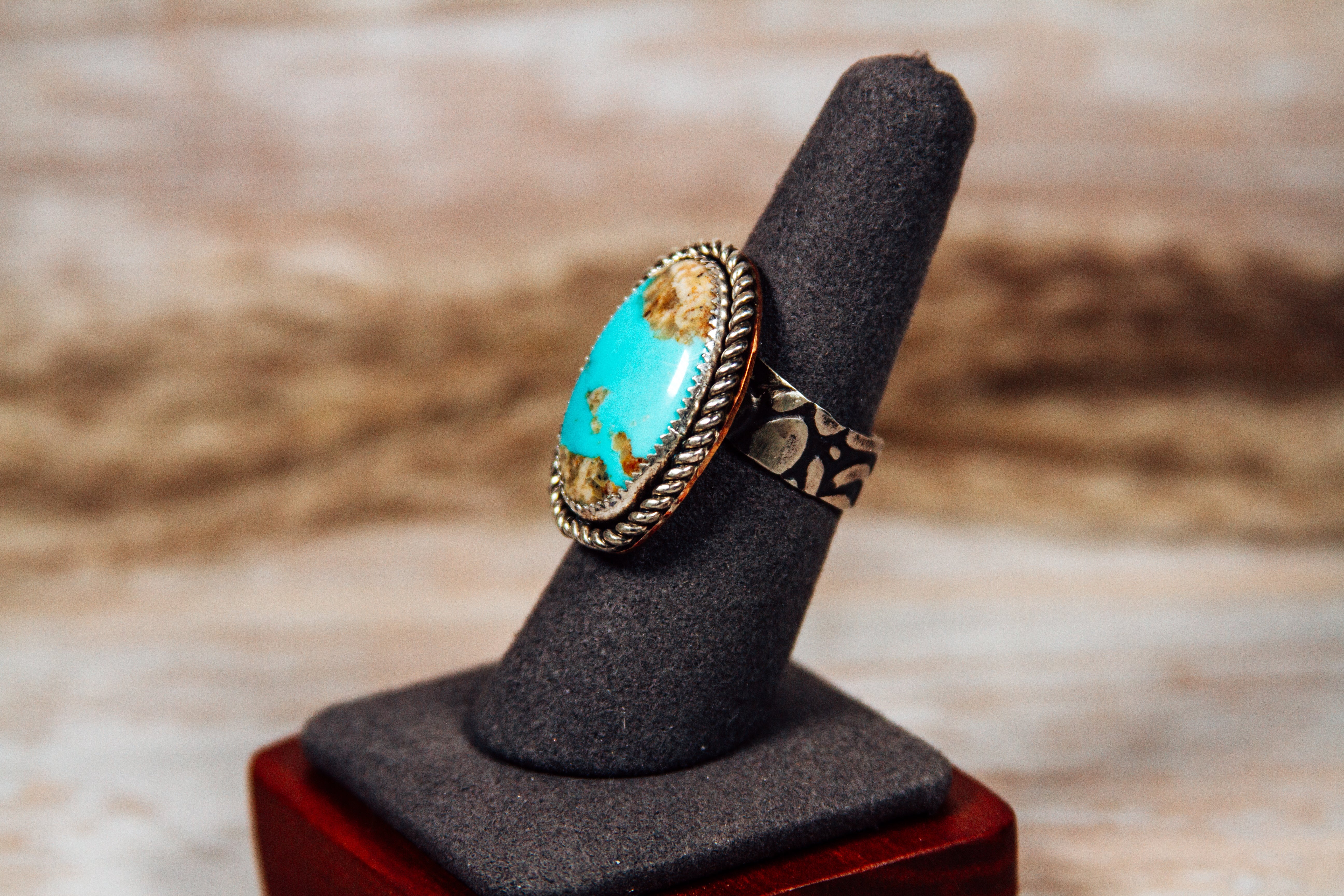Kingman Turquoise Sterling Silver with Copper Accents Ring size 7.75
