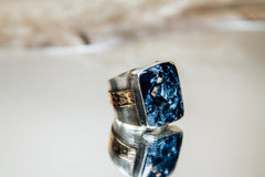 Handmade Sterling Silver & Jeweler’s Gold Ring | Pietersite Statement Ring | Size 10