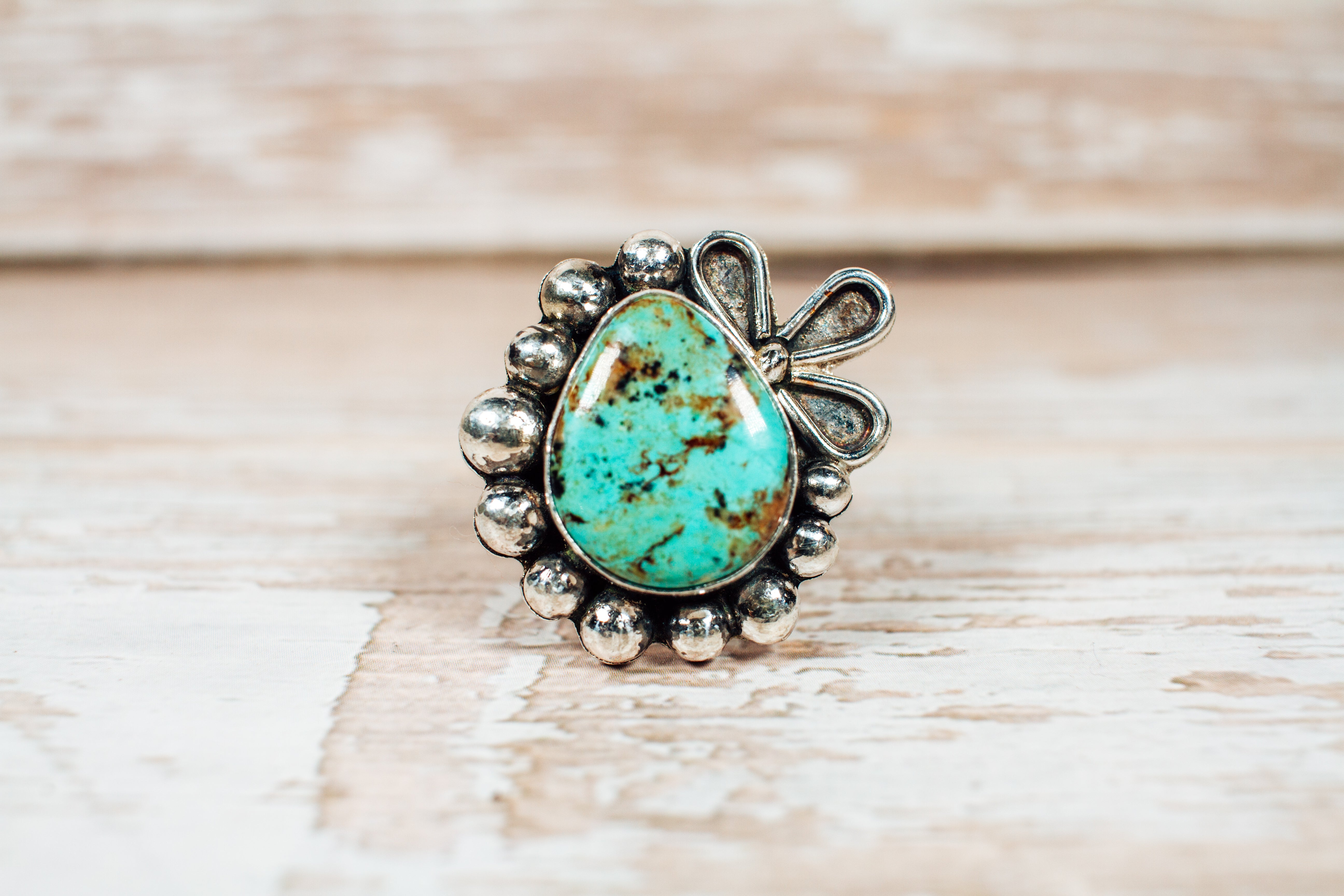 Handmade Baja Blue Turquoise Sterling Silver Double Band Ring Size 8.5