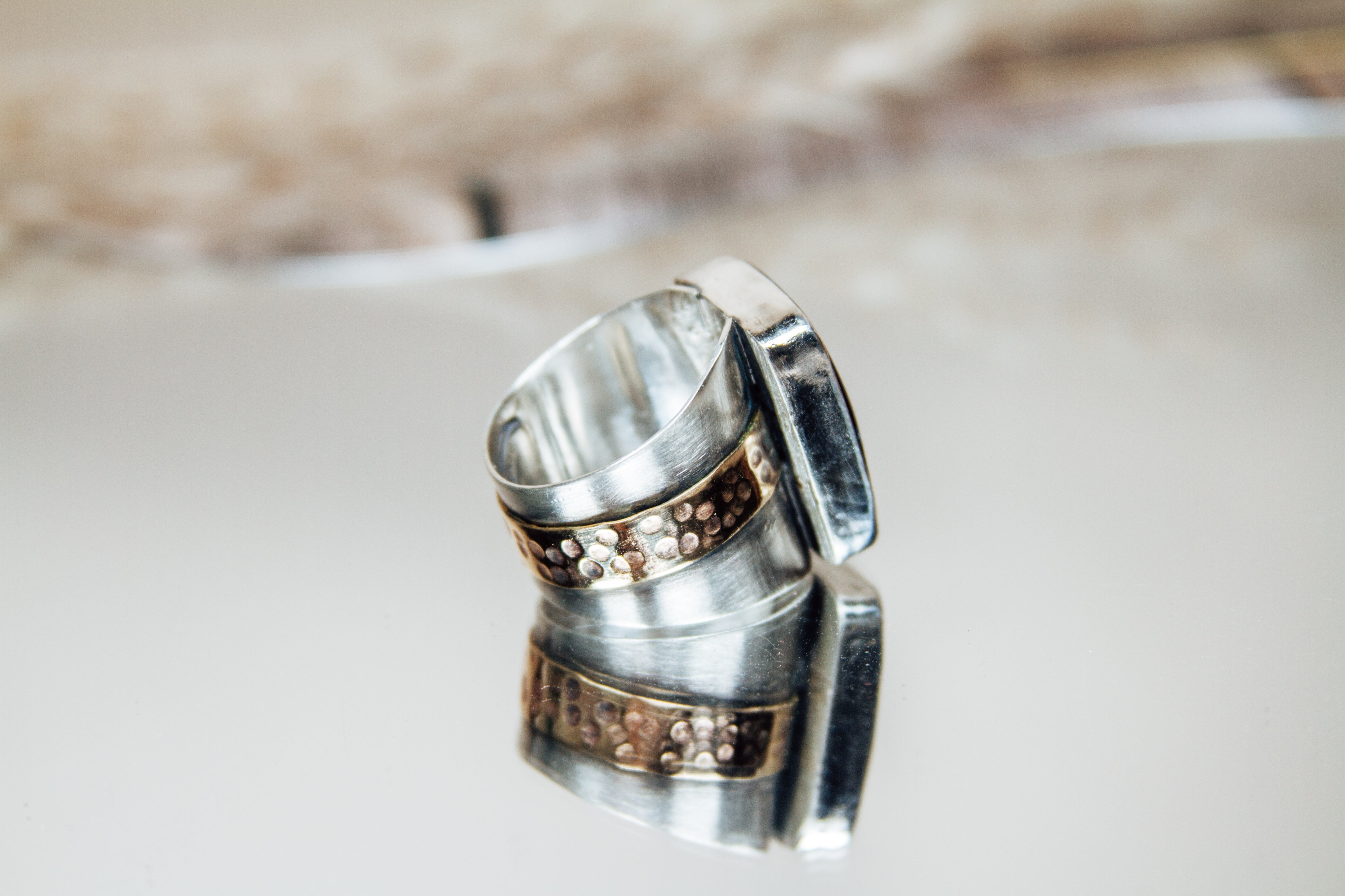 Handmade Sterling Silver & Jeweler’s Gold Ring | Pietersite Statement Ring | Size 10
