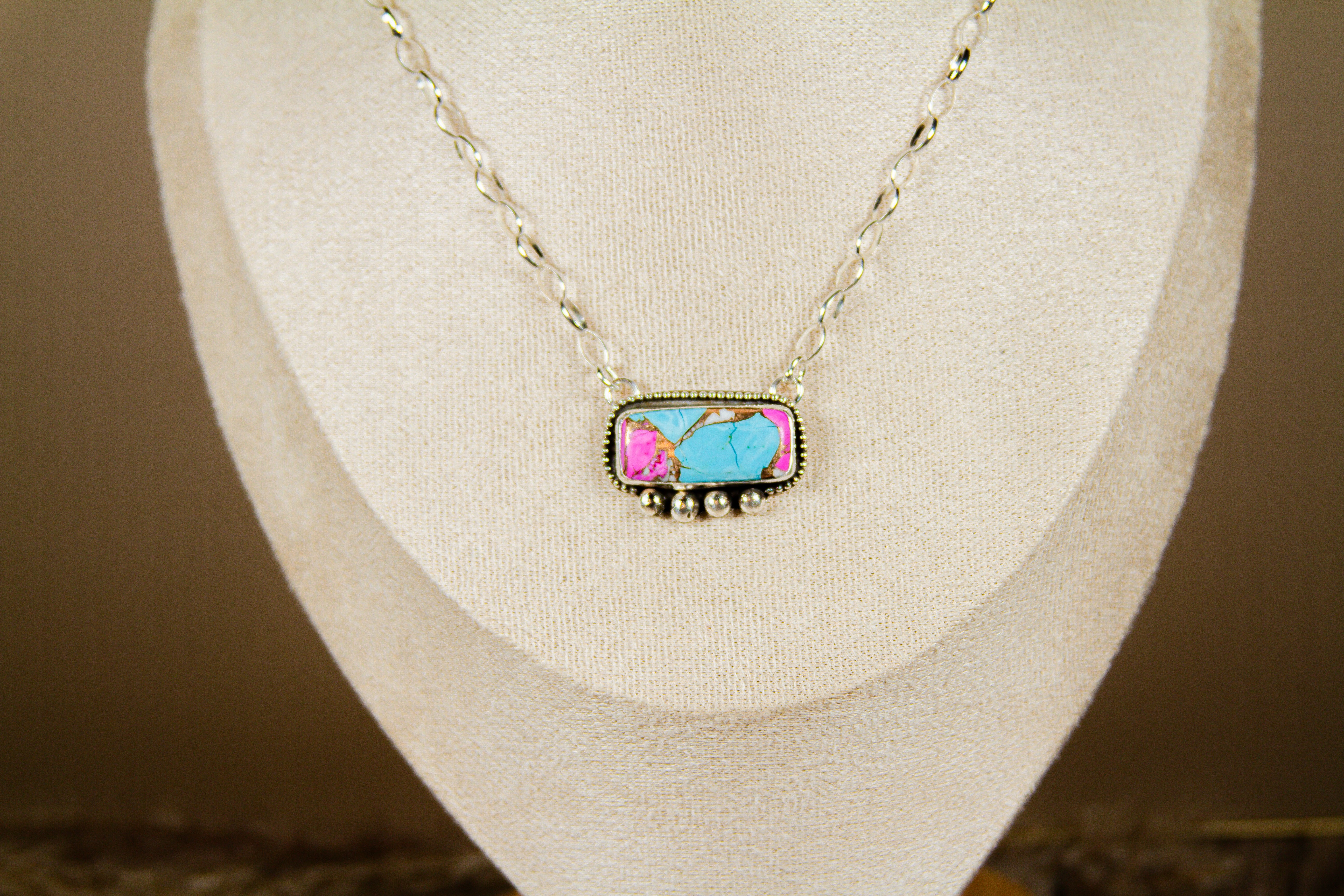 Handmade Sterling Silver Necklace Cotton Candy Dahlia