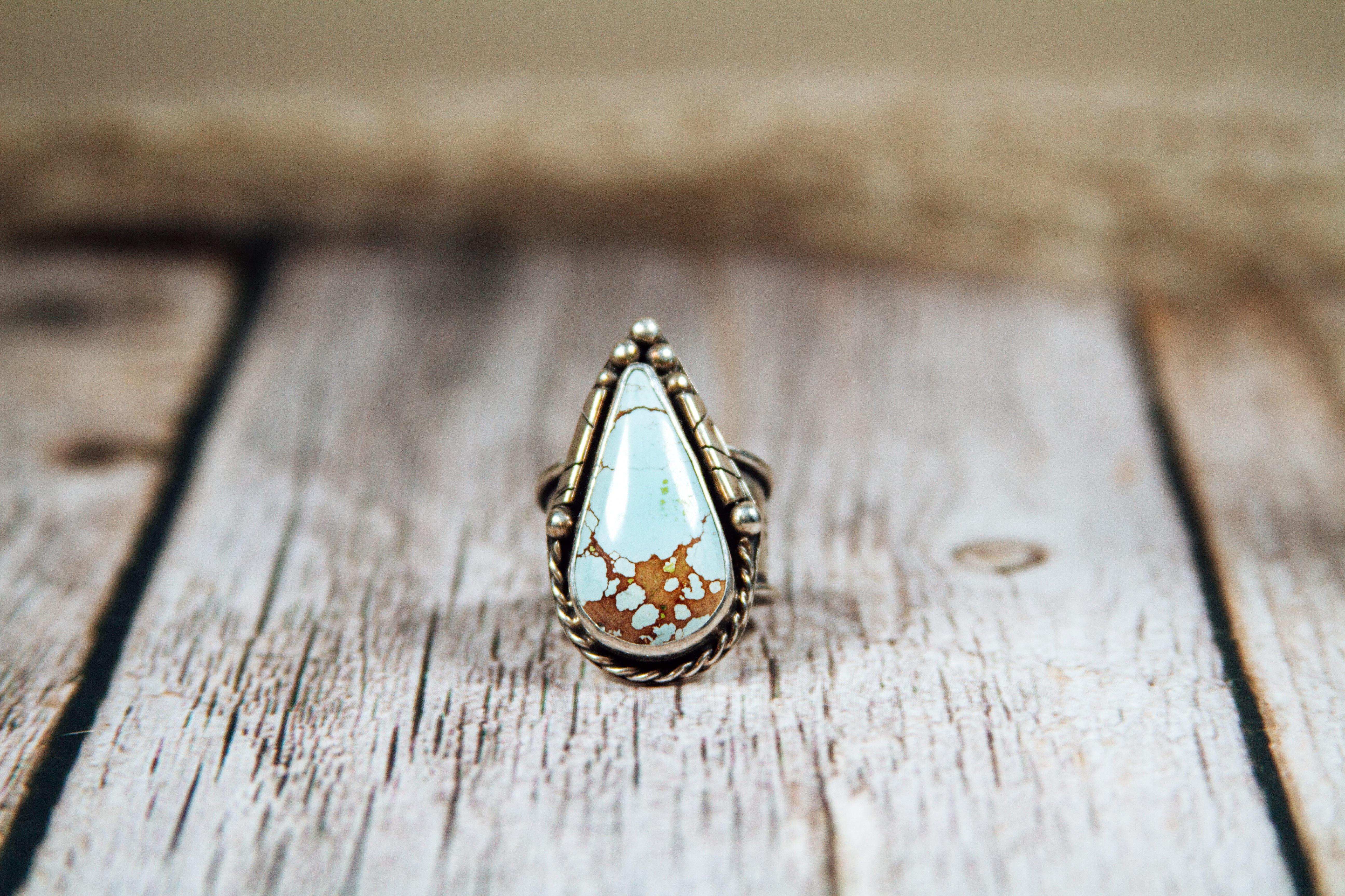 Personal "Destash" Collection: Handmade Sand Hill Turquoise Sterling Silver Ring Size 6.5 Maker's Mark Silver Whimsies