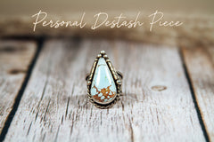Personal "Destash" Collection: Handmade Sand Hill Turquoise Sterling Silver Ring Size 6.5 Maker's Mark Silver Whimsies