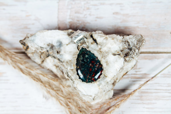 Handmade Sterling Silver Bloodstone Pendant