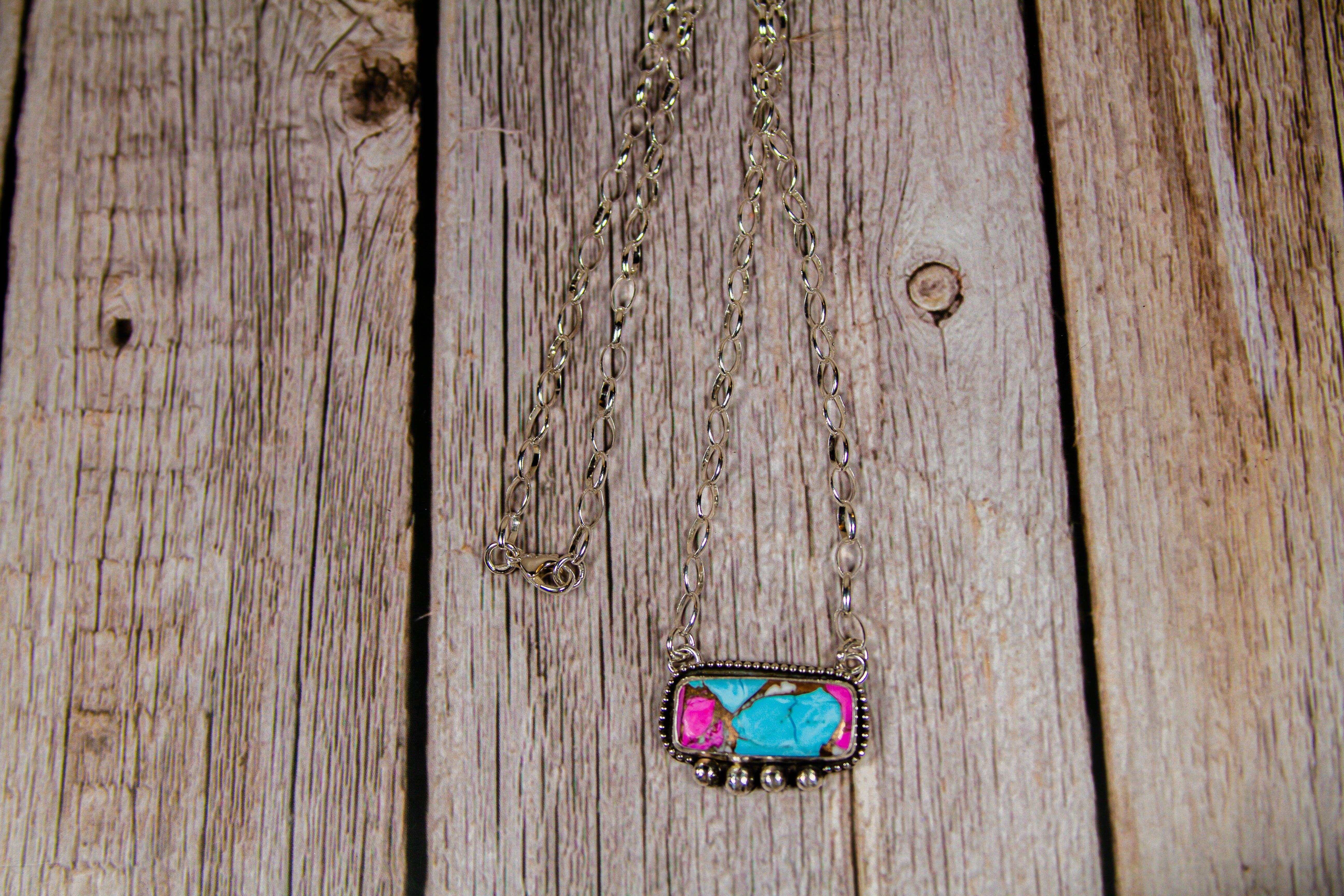 Handmade Sterling Silver Necklace Cotton Candy Dahlia