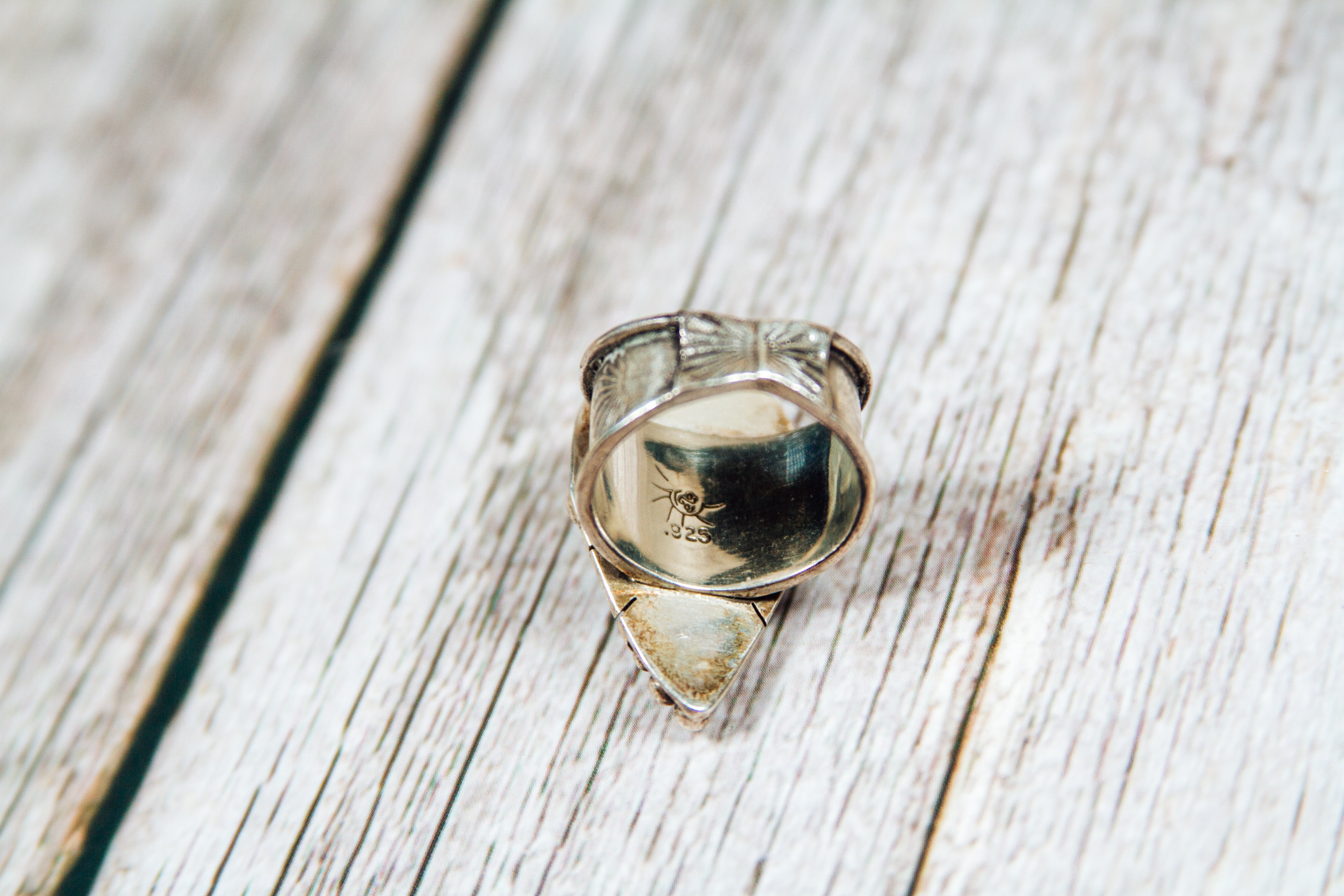 Personal "Destash" Collection: Handmade Sand Hill Turquoise Sterling Silver Ring Size 6.5 Maker's Mark Silver Whimsies