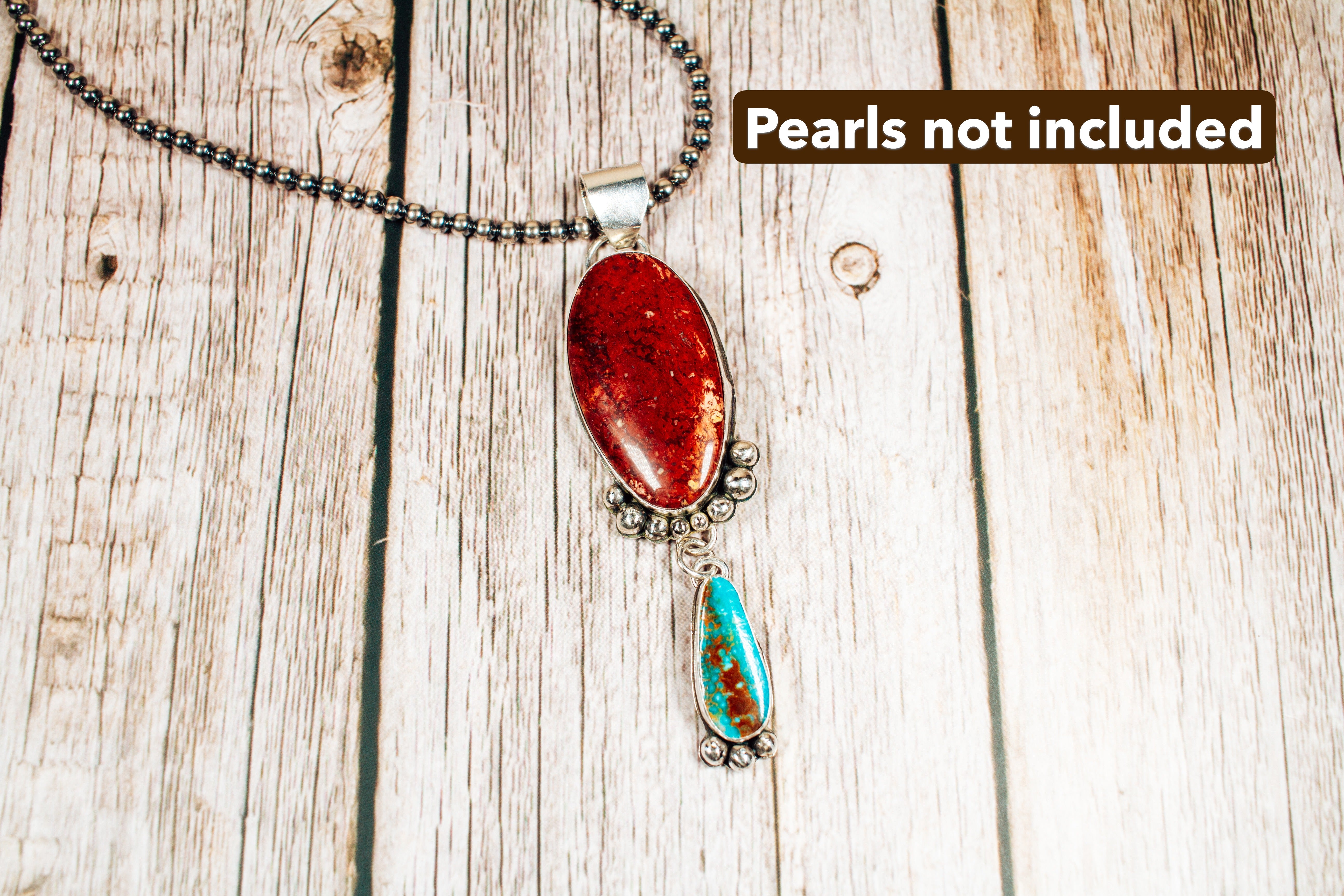 Handmade Sterling Silver Nevada Red Jasper and Royston Turquoise Pendant