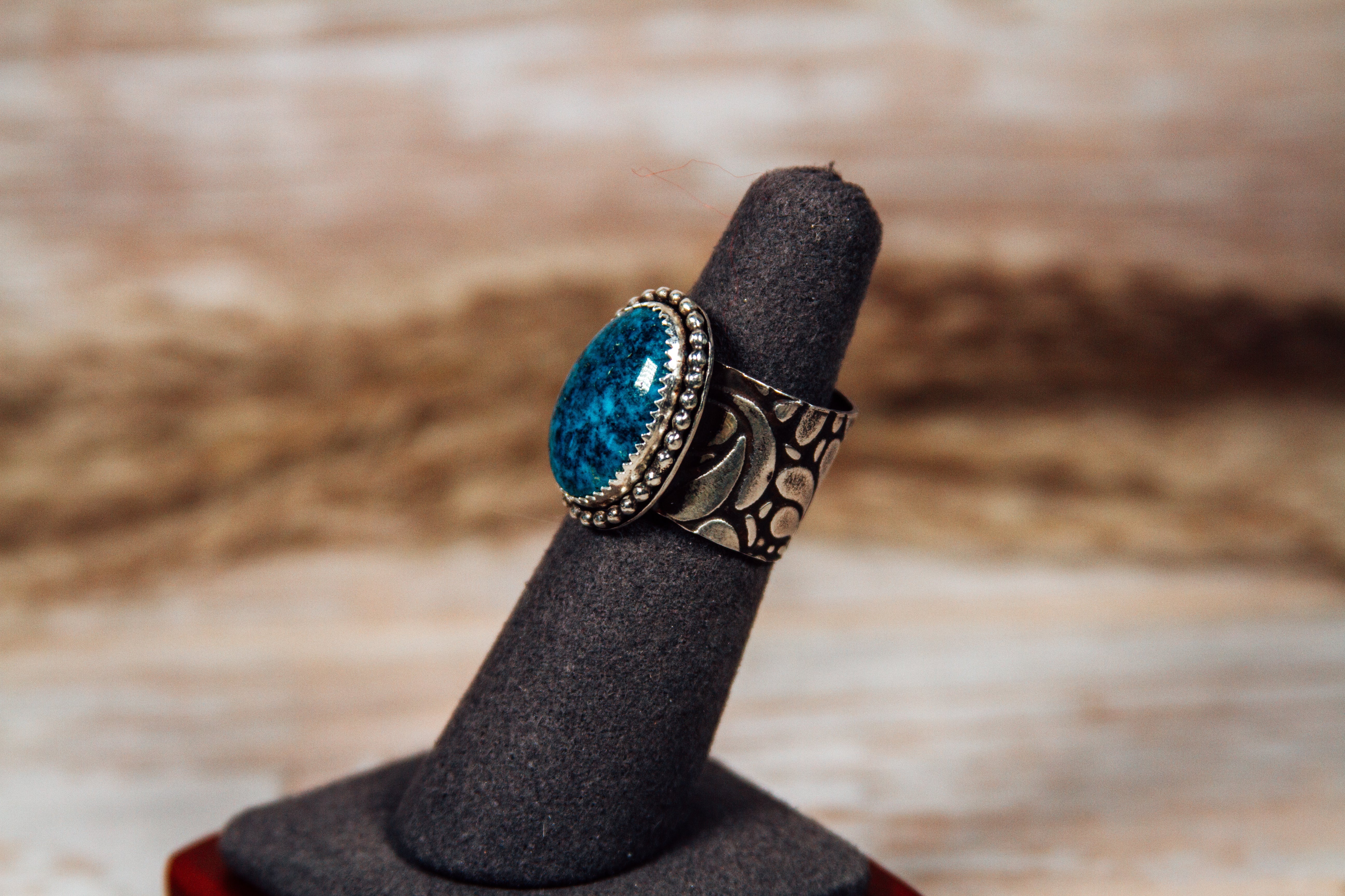 Blue Moon Turquoise Sterling Silver Cigar Ring size 6.75