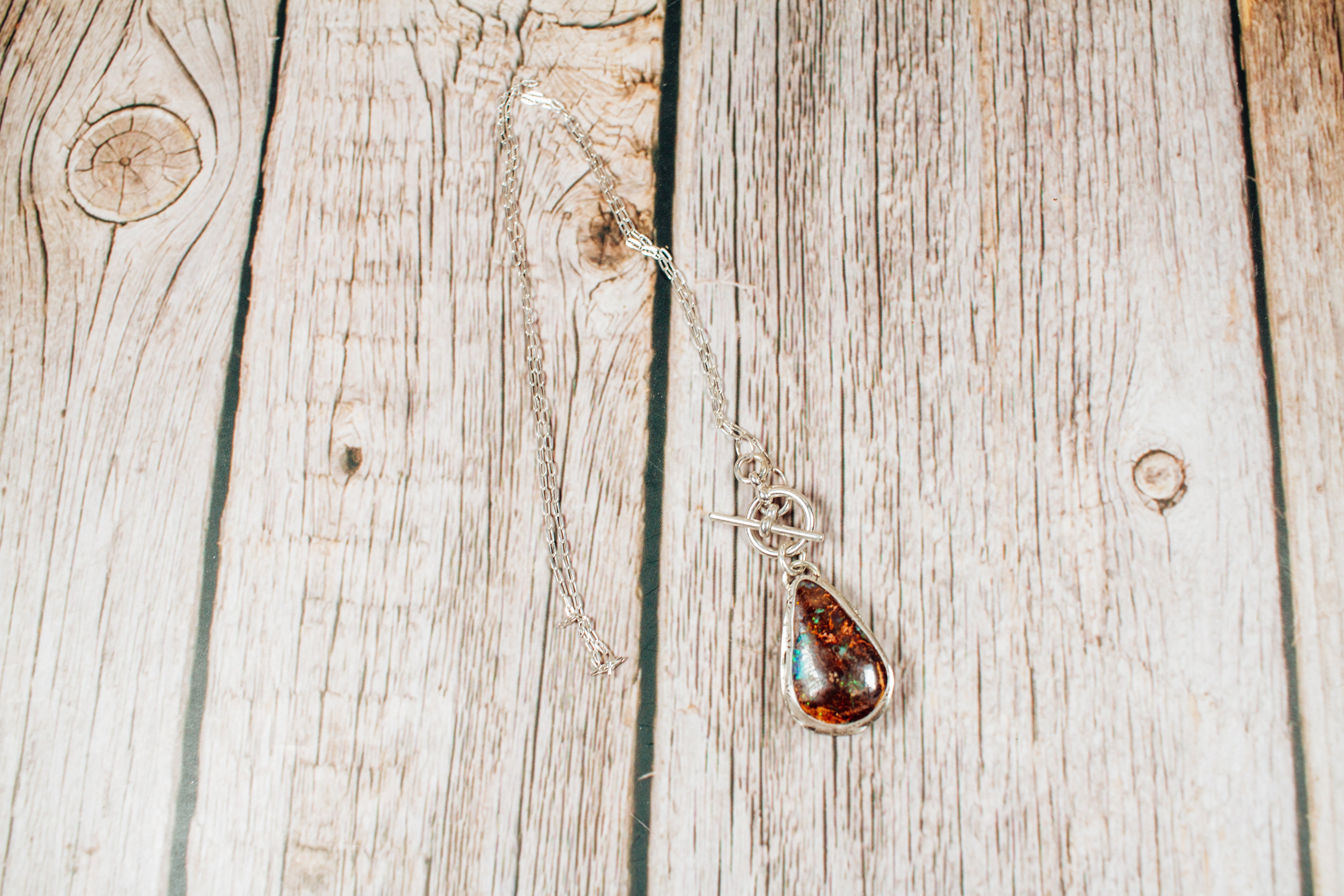 Handmade Sterling Silver Necklace Australian Boulder Opal