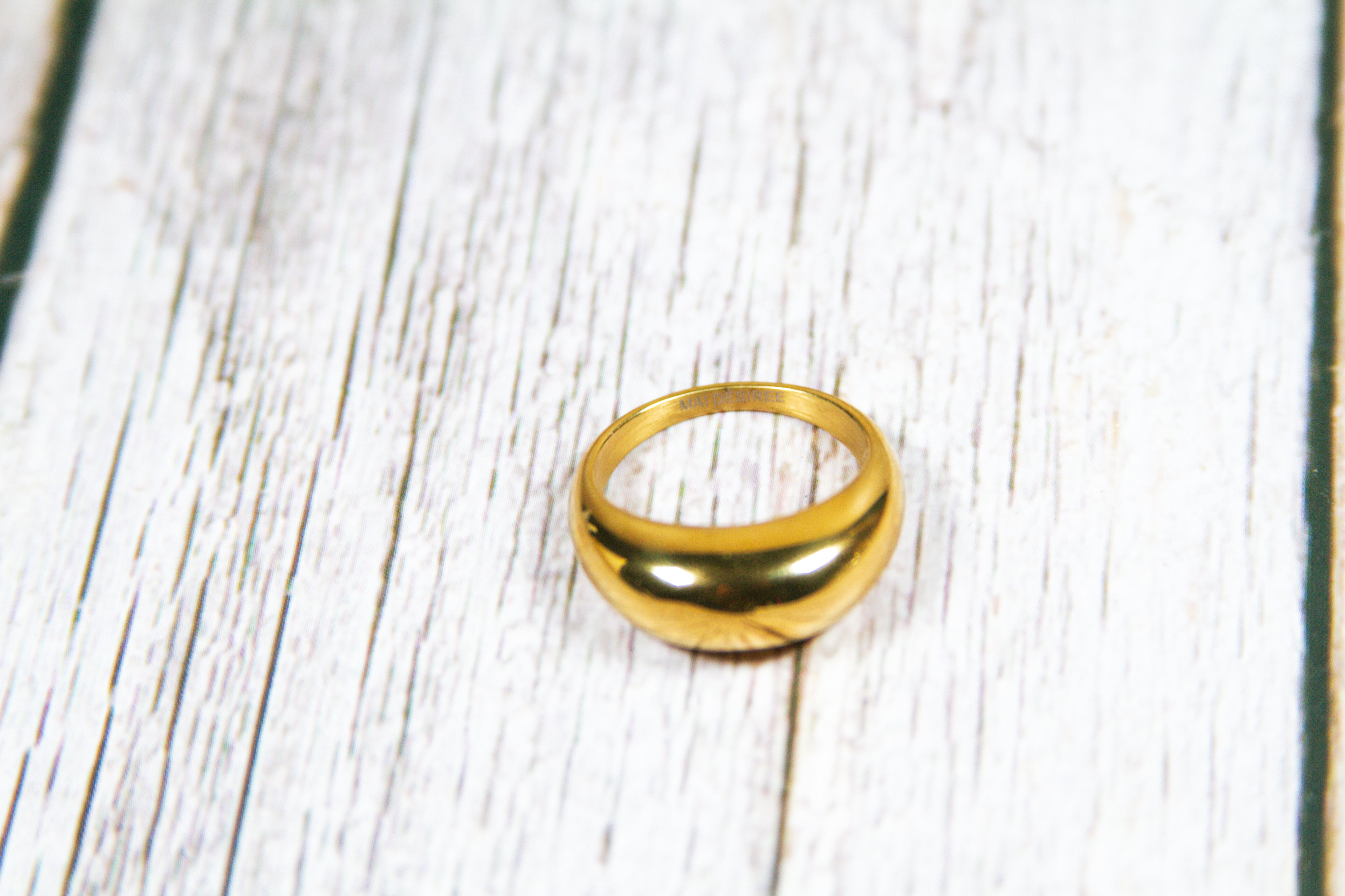 Personal "Destash" Collection: 18K GOLD PLATED DOME RING Size 8 Maker's Mark Mai Desiree