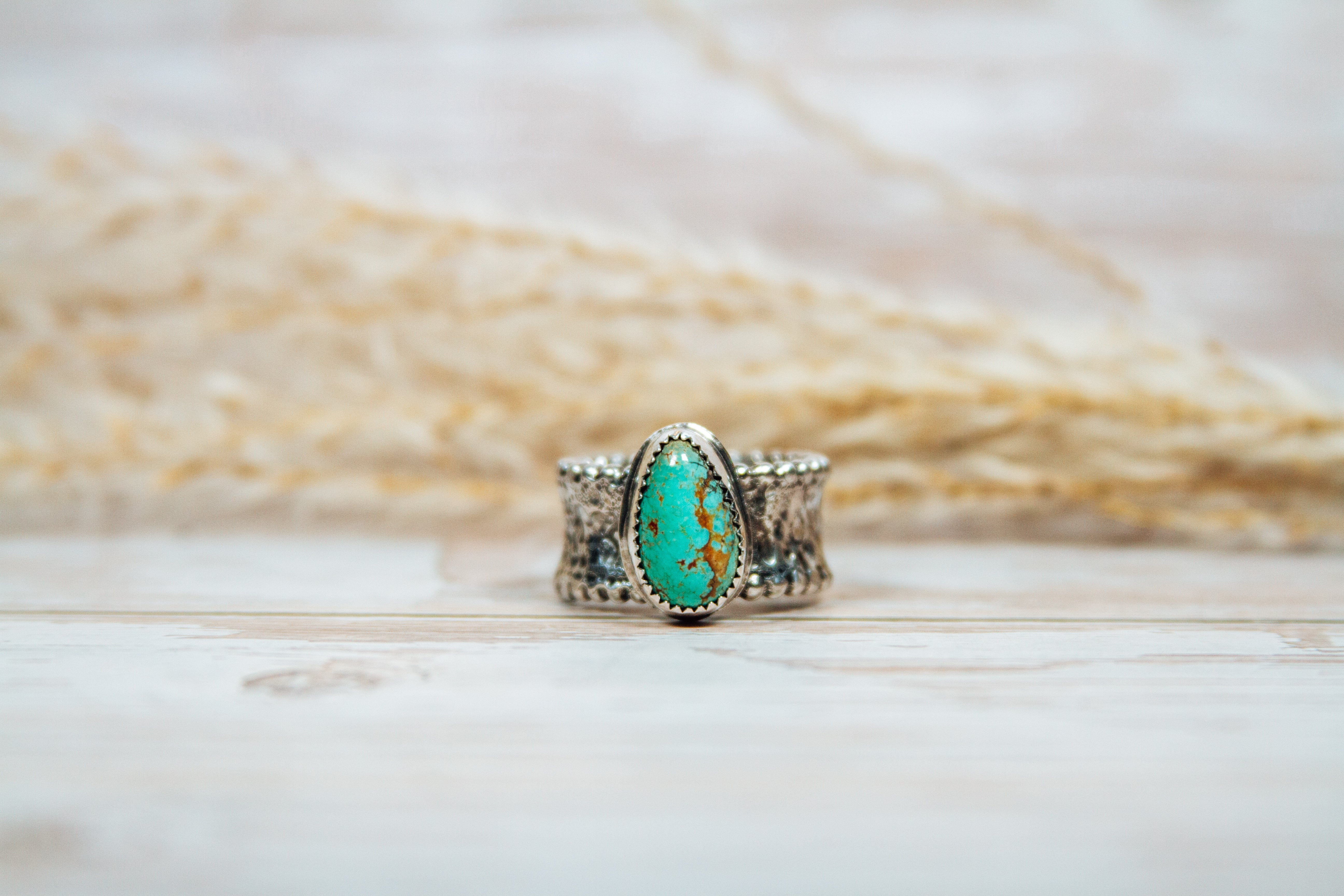 Kingman Turquoise Sterling Silver Ring Size 8.25