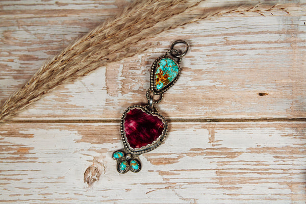 Purple Spiny & Royston Turquoise Sterling Silver Pendant
