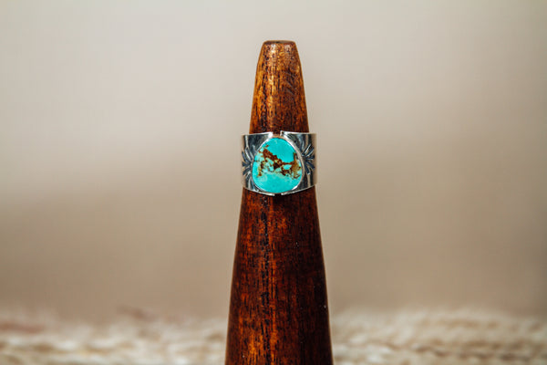 Handmade Sterling Silver Ring Tyrone Turquoise Size 7