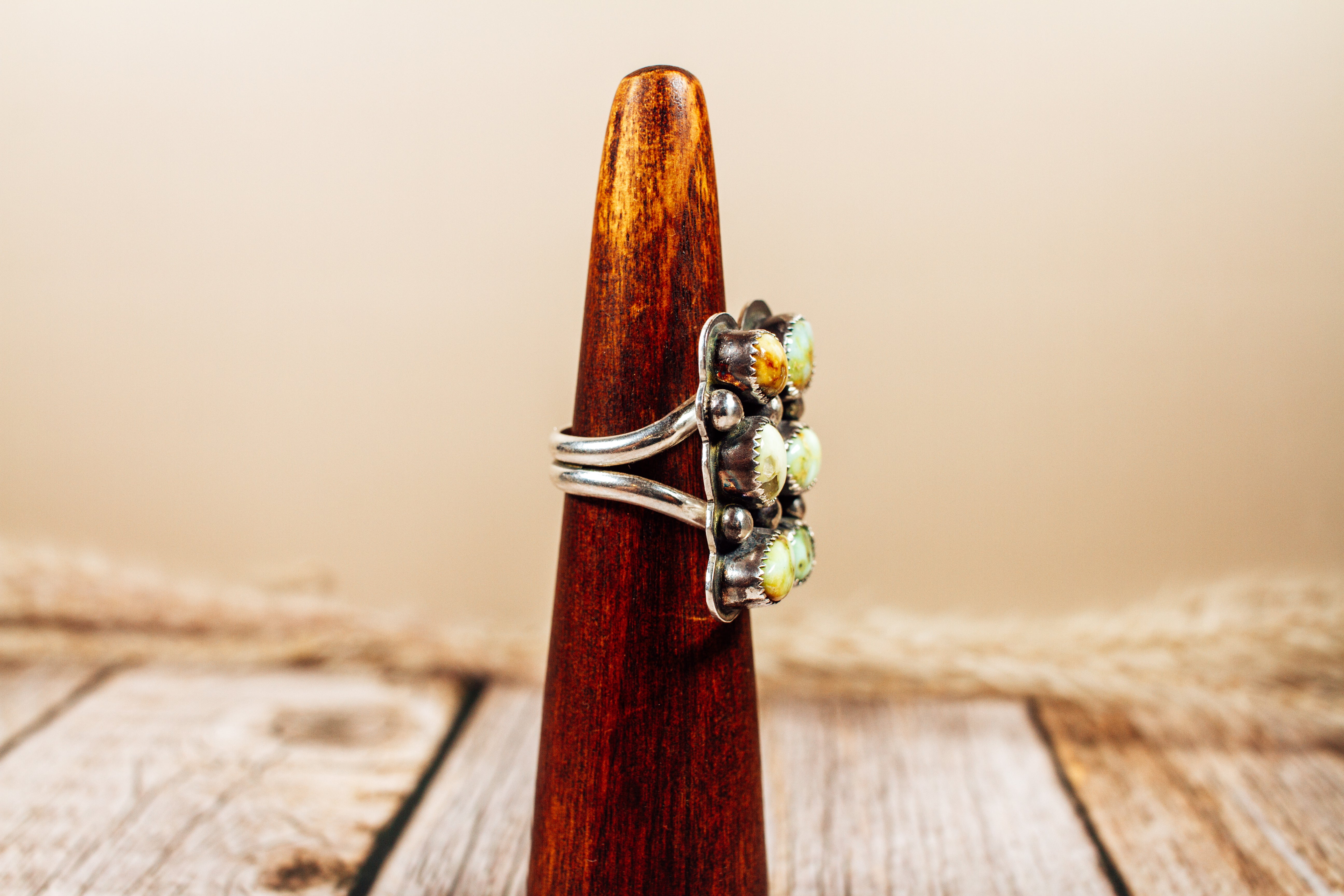 Handmade Palomino Turquoise Sterling Silver Ring Size 7.5