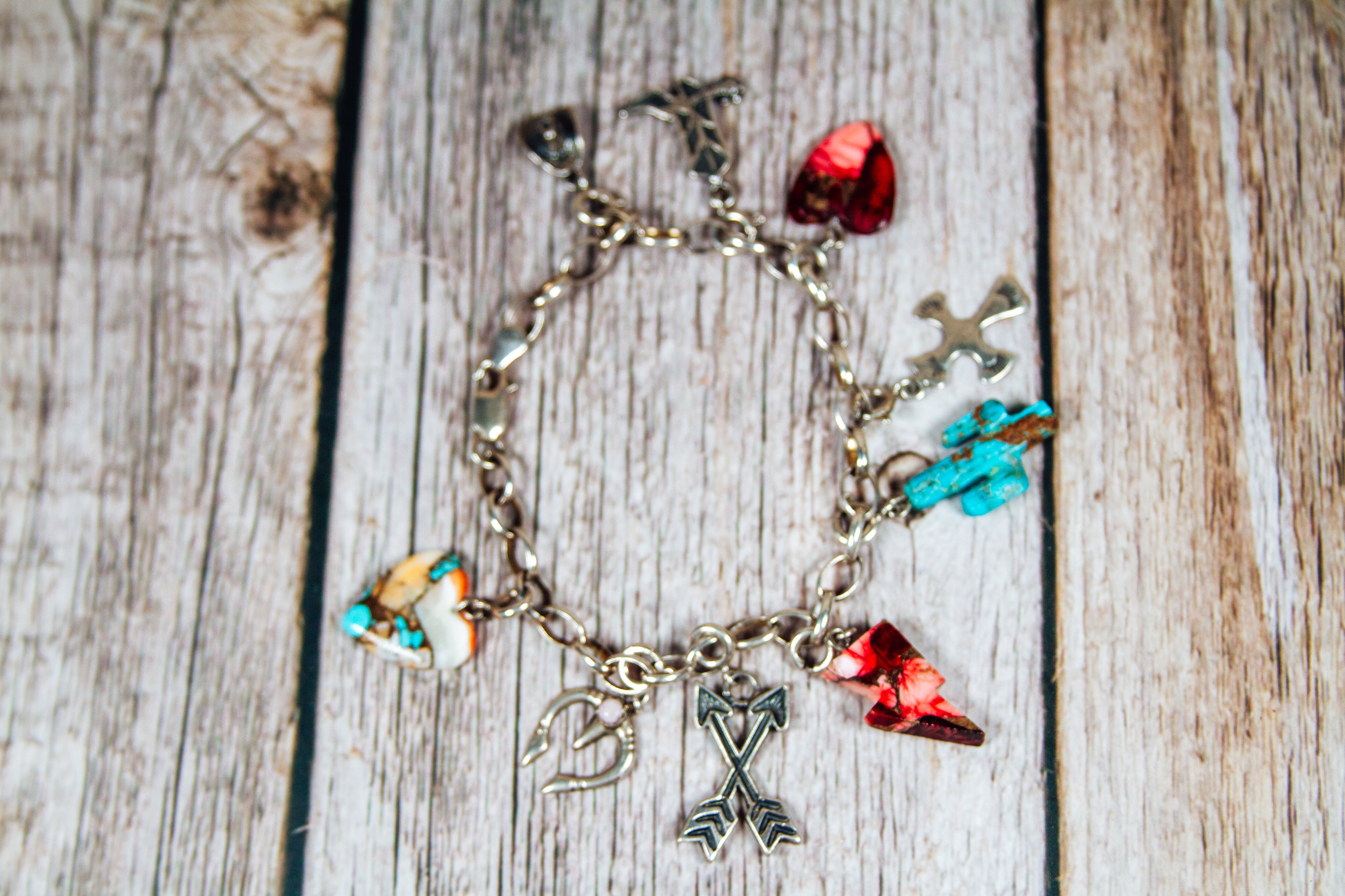 Personal "Destash" Collection: Navajo Sterling Silver Charm Bracelet 5.75"